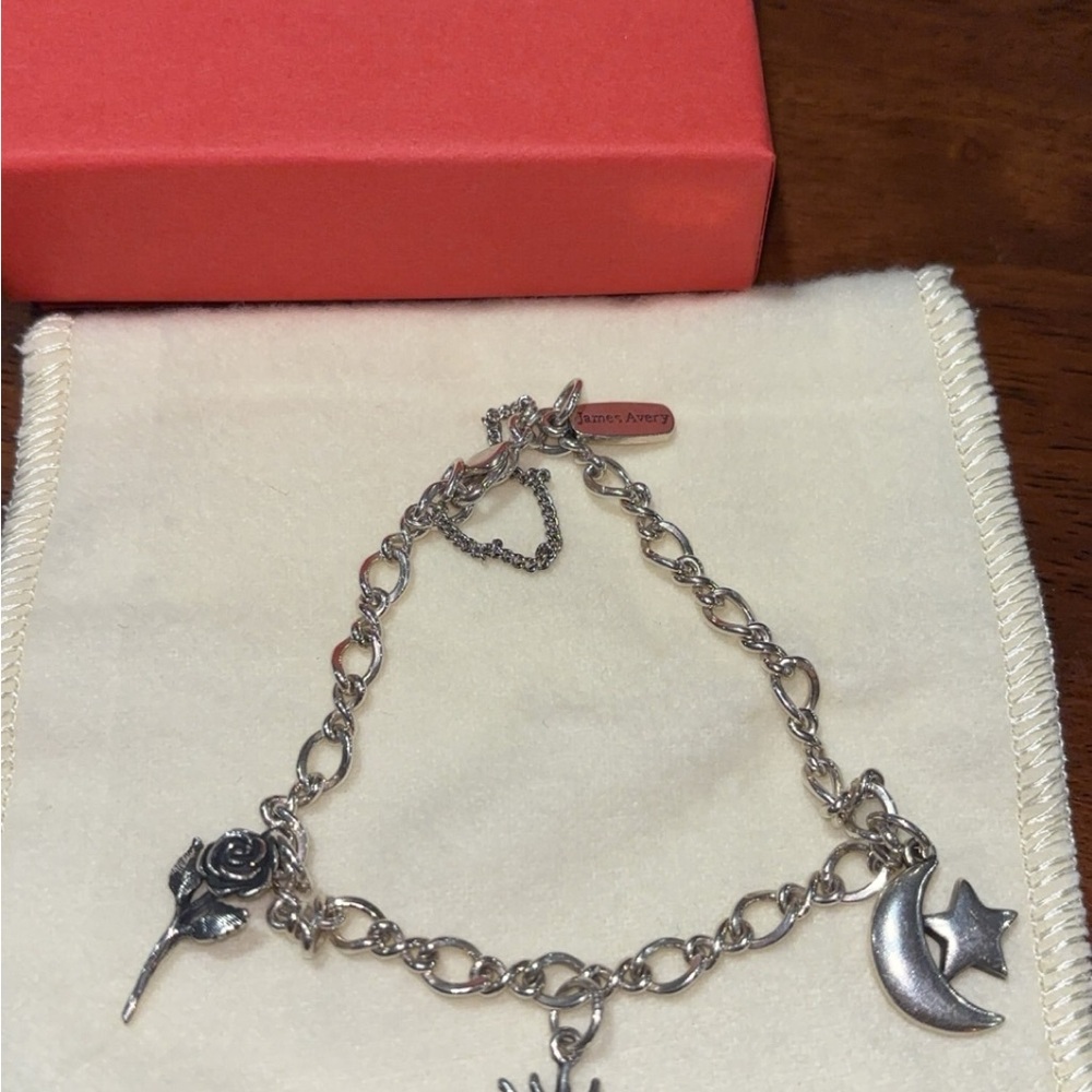 James Avery Silver Bracelet with Rose and Moon Charms